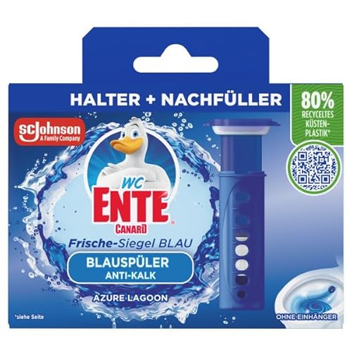 WC-Ente Frische-Siegel Starter-Set (inkl. 1 Nachfüller), körbchenloser WC-Reiniger, Azure Lagoon, 36 ml