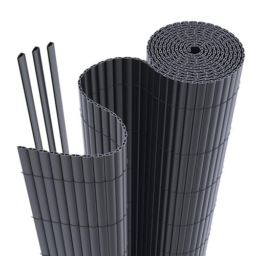 interGo PVC Sichtschutzmatte Sichtschutzzaun Privatsphäre Wetterfest für Garten, Balkon und Terrasse, mit Strukturierte Oberfläche, mit Kabelbindern