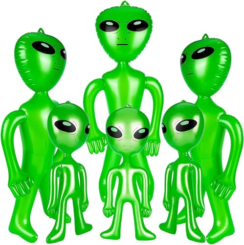 6 Stück Halloween Alien Aufblasbar - 89,9 cm Große und 53,3 cm Kleine Ballons für Alien-Party, Halloween, Weihnachten, Geburtstagsdekoration (Grün)