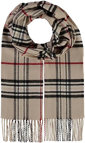 Giorgio Rimaldi Schal 30 x 180 cm - Weicher als Kaschmir - Schal kariert für Damen und Herren - Perfekt für Herbst und Winter Beige