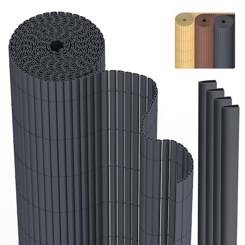 PVC Sichtschutzmatte Sichtschutzzaun 80 x 300 cm Privatsphäre Wetterfest für Garten, Balkon und Terrasse, Sichtschutz mit Strukturierte Oberfläche, Balkonumrandung mit Kabelbindern & Abdeckung