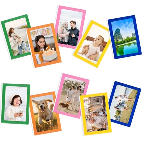 DoocliB 10 Stück Magnetische Bilderrahmen Bunt, kühlschrank Magnet Bilderrahmen Fotorahmen für Fotos Postkarten von 15 x 10 cm (Bunt)