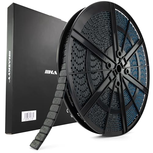 HASKYY 5kg Auswuchtgewichte Klebegewichte Selbstklebend 1000x5g Schwarz Rolle Gewichte Abrisskante Wuchtgewichte 19mm Länge Kleberiegel für Stahl- und Alufelgen - PKW, SUV & Motorrad