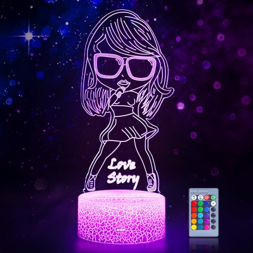 Lampe Taylor Swift Merch: 16 Farben 3D LED Illusion Nachtlicht mit Fernbedienung, Smart Touch, Taylor Swift merchandise Geschenk Fans Stuff für Mädchen Zimmer Deko Musikparty Geburtstag Weihnachten