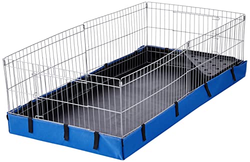 Amazon Basics Haustierkäfig Bequem mit Segeltuch-Unterteil, Meerschweinchen, Blau, L 118 x B 35 x H 60 cm