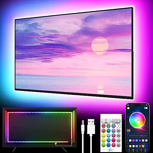 GIPOYENT LED-Leuchten für TV, 5M LED TV-Hintergrundbeleuchtung, für 45-75 Zoll TV, Musik Sync LED TV-Licht mit Bluetooth-Funktion - RGB-Farbwechsel-Lichtstreifen für Heimkino (16.4FT for 45