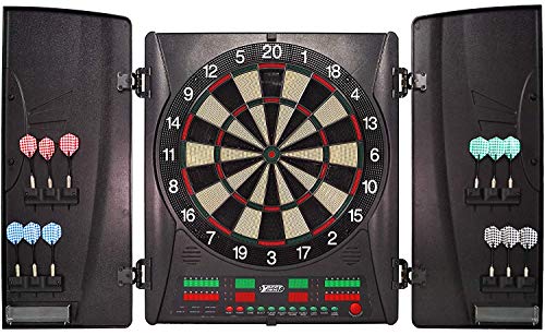 Best Sporting Dartscheibe elektronisch Wembley I elektronische Dartscheibe mit LED-Anzeigen I E-Dartscheibe mit 12 Dartpfeilen & Ersatzspitzen I Dartboard Kabinett offizielle Turniermaße