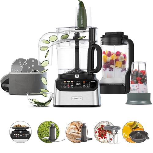 Kenwood MultiPro OneTouch FDM73.850SS – 3-in-1 Kompakt-Küchenmaschine & Mixer, 12 Zubehörteile, 6 Automatikprogramme, Variable Geschwindigkeit & Pulse-Funktion, Integrierte Waage, 1000 W, Silber