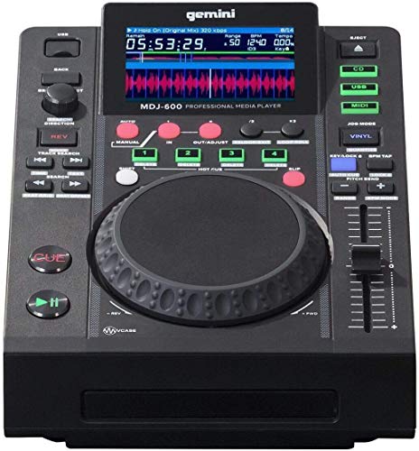 Gemini Sound MDJ-600 - Professioneller CD / Media Player mit 4 Hot Cues und Auto / Manual Looping, Farbbildschirm, MIDI, 24-Bit / 192kHz Soundkard