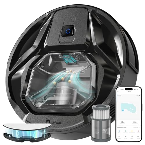 LEFANT M320 Saugroboter mit Wischfunktion 3 in 1, 6.000Pa Staubsauger Roboter mit Präzise-Entfernungs-Navigation, Sichtbar 800ML Staubbehälter, 210Mins, WLAN/App, Ideal für Tierhaare, Teppiche
