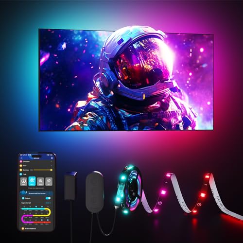 Govee LED TV Hintergrundbeleuchtung 2,4 M, RGBIC LED Strip für 40-50 Zoll Fernseher, Intelligente Streifen mit Bluetooth & WLAN Steuerung, Funktioniert mit Alexa & Google Assistant, Musiksync
