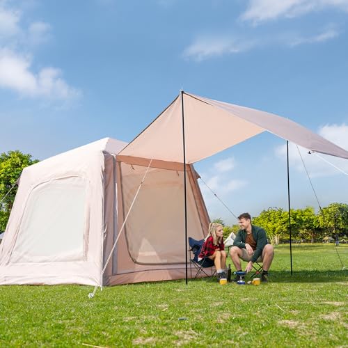 MOPHOTO 2–4 Personen Aufblasbares Zelt für Camping, wasserdicht, Oxford heiß mit manueller Pumpe, geräumig, einfach aufzubauen, aufblasbares Camping-Luftzelt für Familienglamping