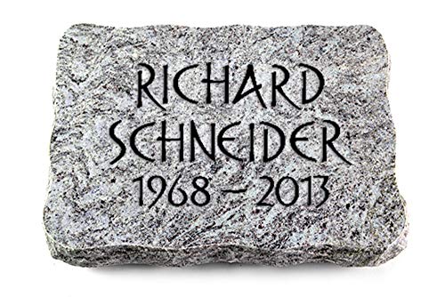 Wilhelmy Grabmale Grabplatte, Grabstein, Grabkissen, Urnengrabstein, Liegegrabstein Modell Pure 40 x 30 x 5 cm Marina Blue-Granit, poliert inkl. Gravur (Ohne Ornament)