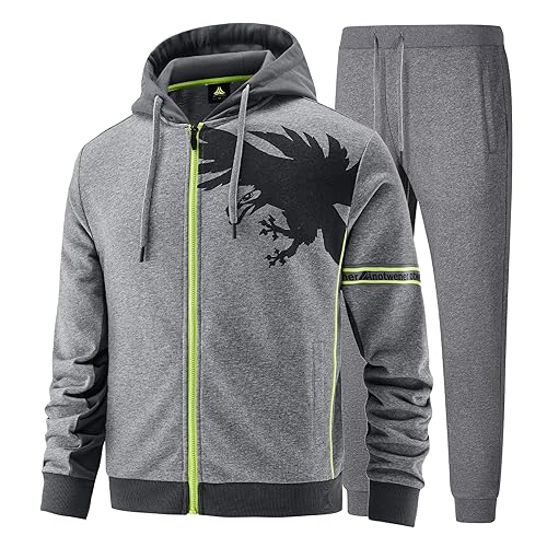 W JIANWANG Herren Jogging Anzug Trainingsanzug Hoodie Sportanzug aus Baumwolle Gym Warm Tracksuit ATM-104-L