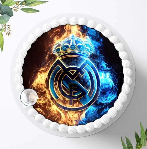 Tortenaufleger Tortenbild Fototorte Real Madrid Fußball Motiv für Jungen u. Mädchen zum Geburtstag, Essbares Foto für Torten, Deko aus Fondant, Ø 20cm - 2289z