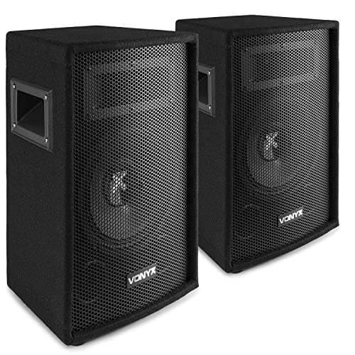 Vonyx SL6 PA Lautsprecher Passiv Set, 2X 250 Watt Partyboxen Set, 6 Zoll Passiv, Disco, DJ Party Lautsprecher mit Griffe, Lautsprecherboxen mit Tophat, PA Box - Schwarz