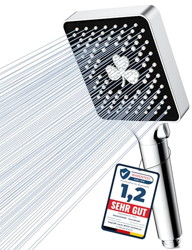 Magichome Duschkopf, Hochdruck Handbrause mit 6 Strahlarten Duschkopf Groß Wassersparend Duschbrause Regendusche,Chrom