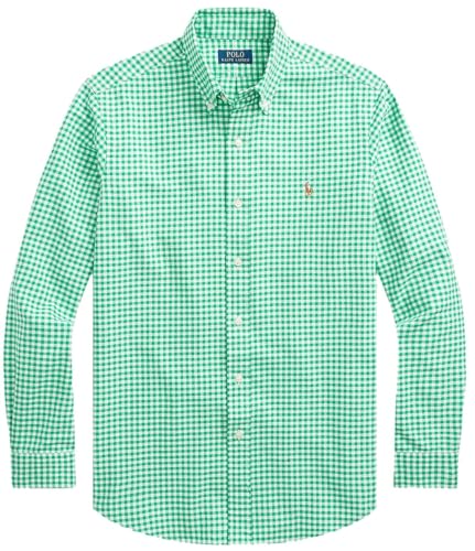 Polo Ralph Lauren POLO RALPH LAUREN Klassisches Oxford-Hemd für Herren mit langen Ärmeln, (Kollektion 2024) Kariert Smaragdgrün/Weiß, XL