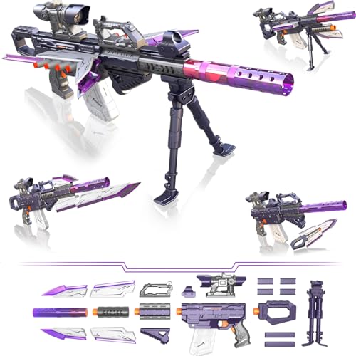 HAUTIK Elektrisch Spielzeug Pistole für Nerf Gun Sniper, 100+ Stil Automatisch Toy Blaster Gun 100 Darts mit Scope, Elektrische Scharfschützengewehr Geschenk für Jungen ab 6-12 Jahre