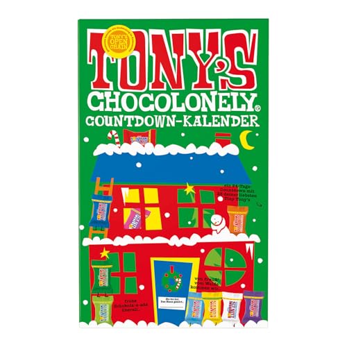Tony's Chocolonely - Schokolade Weihnachten Adventskalender - 24 Tage - 10 Sorten Tiny Tony's - Viel Vorfreude - Weihnachtsgeschenke - Vegetarisch - Belgian Fairtrade Chocolate