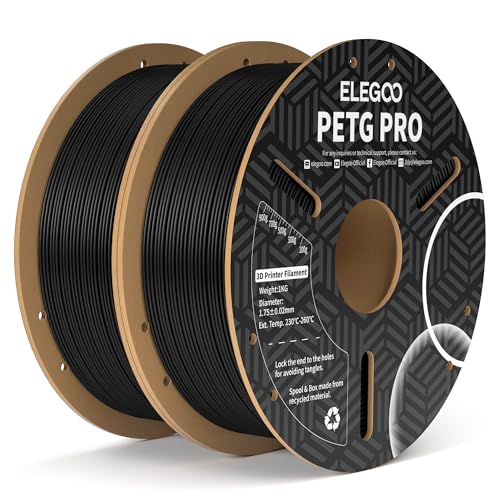 ELEGOO PETG PRO Filament 1,75 mm Schwarz 2 KG, Starkes Zähigkeitsfilament Filament-3D-Druckmaterialien, Maßgenauigkeit +/- 0,02 mm, 2 kg Pappspule (4,4 lbs) für die Meisten 3D Printer
