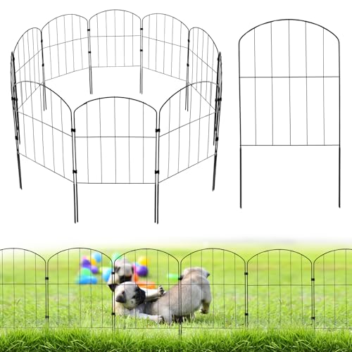10 Stück Gartenzaun,60 m (H) x 3,3m (L) Metall Zaunelementen Gartenzäune Dekorative,Metallbordüre für den Garten, Klappzaun, Landschaftszaun für Blumenbeet, Bäume, Tierbarriere