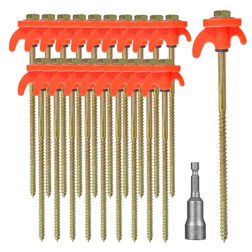 KEELYY 20x Zeltheringe, Heringe Stahl mit Gewinde, Schraubheringe Camping, Heringe Erdnägel Stabil für Camping und Outdoor, Zelthaken für harten Boden,Wald, Wiesen, Gras, Robust & Stark