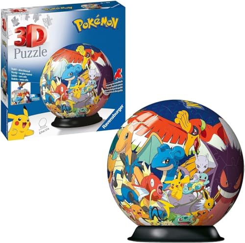 Ravensburger 3D Puzzle 11785 - Puzzle-Ball Pokémon - Puzzleball aus dreidimensionalen Puzzleteilen - für große und kleine Pokémon Fans ab 6 Jahren