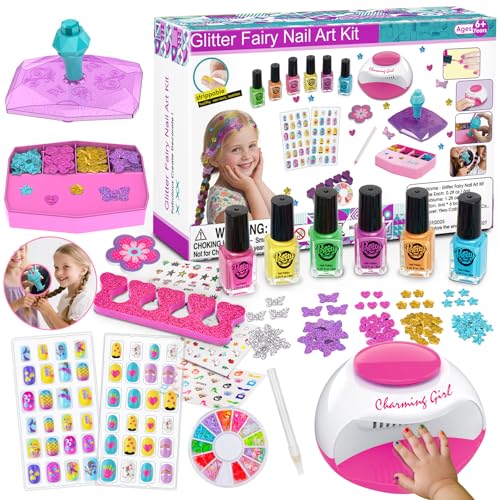 LemonDream Nagelstudio Kinder Mädchen Geschenke Mädchen 7-12 Jahre Nagellack Kinder Spielzeug Geschenke Schminke für Geburtstag Weihnachten Halloween Party