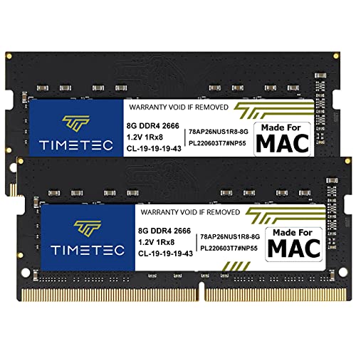 Timetec 16GB KIT(2x8GB) kompatibel mit Apple DDR4 2666 MHz für Mitte 2020 iMac (20,1/20,2) / Mitte 2019 iMac (19,1) 27 Zoll Retina 5K-Display, Ende 2018 Mac mini (8,1) PC4-21333 / PC4-21300 MAC RAM