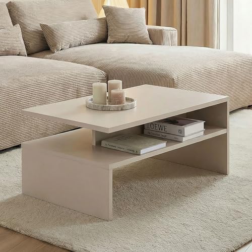 IDIMEX Couchtisch Paulina 90 x 60 cm, Kaschmir - Moderner Wohnzimmertisch mit praktischer Ablagefläche, Beistelltisch Couch aus robustem Holzwerkstoff, Coffee Table im minimalistischen Design