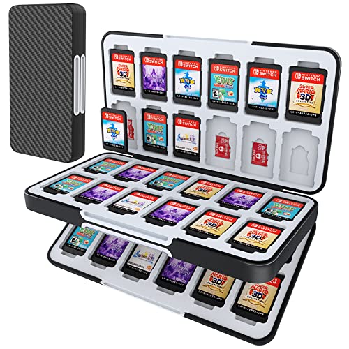 HEIYING Spiele Aufbewahrung Schutzhülle für Switch&Switch OLED Game Card, Benutzerdefiniertes Muster Switch Lite Game Card Storage mit 48 Game Card Slots und 24 Micro SD Card Slots.