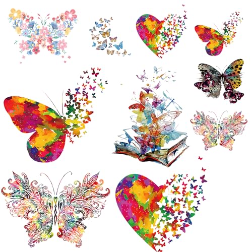 Bügelbilder für Textilien, 10 Stück, Vielseitige Motive für Kleidung und Accessoires, Einfach zu Bügeln, Ideal für DIY-Projekte und Reparaturen