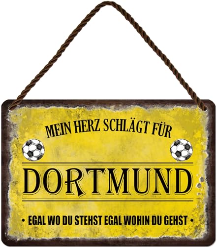 Blechschild Fußballschild Deko Metallschild mit Spruch Sport Schild Fussball Fanartikel für Dortmund Fan Liebhaber Begeisterte Weihnachten Geschenkidee