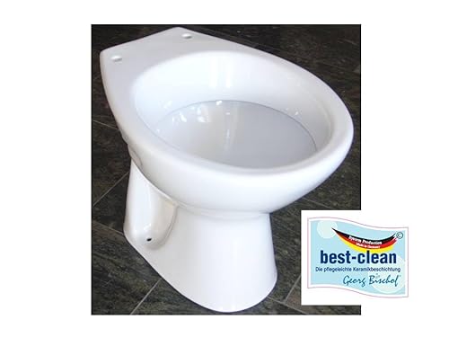 Stand WC bodenstehend Tiefspüler weiß/mit horizontalem Abgang mit BEST CLEAN Oberflächen Beschichtung NEU