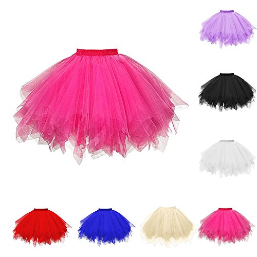 Tüllrock Damen Tütü Rock 50er Ballett Petticoat Unterrock Tutu Röcke Tüll Elastische Hohe Taille Ballettrock Petticoat Tanzkleid Halloween Karneval Kostüm Retro Party Kostüme Tanzen Fancy Dress
