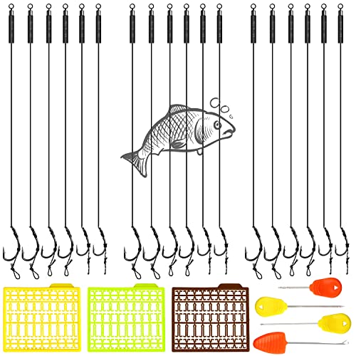 GKZB Karpfenhaken 18Stk - Karpfenangeln Haar-Rigs Boilie Rig - 6# 8# 10# - Schwarz - Nadelspitze - Edelstahl - 247999011