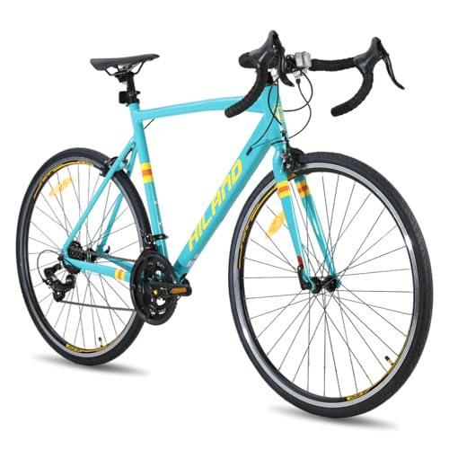 HILAND 28 Zoll Rennrad 14 Gang, Aluminium Rahmen 700c Rennrad, 570mm Rahmen City Pendler Fahrrad für Männer Frauen Grün