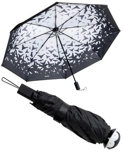 OTOTO NEU! Spookula Vampir Regenschirm - Einzigartiges faltbares gotisches Accessoire - Schwarz und Weiß, Niedlicher Faltbarer Regenschirm
