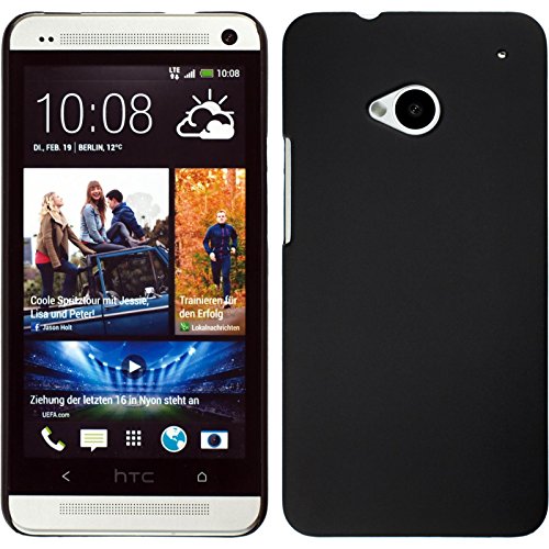 PhoneNatic Case kompatibel mit HTC One - Hülle schwarz Hard-case + 2 Schutzfolien
