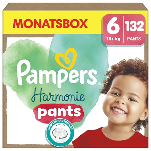 Pampers Harmonie Pants Größe 6, 132 Windeln, 15kg+, sanfter Hautschutz und 360° Komfort-Fit
