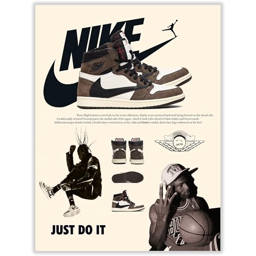 CREAARO Poster Hypebeast Sneaker, ungerahmt, Schuh-Poster für Jungen, Herrenzimmer, AJ-Travis Scott, Wandkunstgemälde, 30,5 x 40,6 cm
