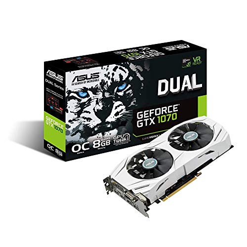 Asus Dual GeForce GTX1070-O8G Gaming Grafikkarte (Nvidia, PCIe 3.0, 8GB GDDR5 Speicher, HDMI, DVI, Displayport)