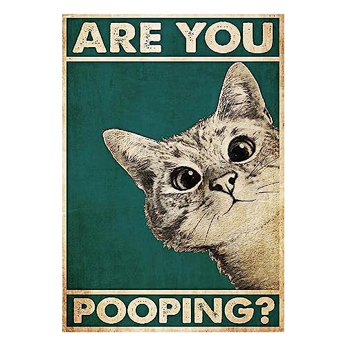 Bist Du Am Pupsen Katze Bild Poster 30X40Cm Lustiges Katzen Leinwand Gemälde Toilette Deko Gäste-Klo Deko Personalisiertes Schild Bathroom Badezimmer Wc Toilette Deko Vintage Hauswand Raumdekoration