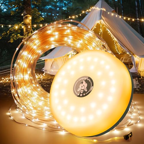 miudeco 10 M Camping Lichterkette, Camping Lichterkette Aufrollbar, Tragbare Wiederaufladbare Led Lichterkette, üBer USB Wiederaufladbare Camping FüR Outdoor Campingzelt Terrassendekoration