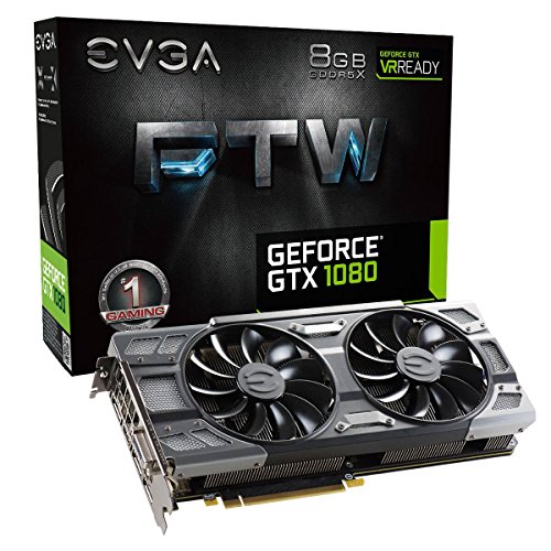 EVGA GeForce GTX 1080 FTW GAMING ACX 3.0, 8GB GDDR5X, RGB LED, 10CM FAN, 10 Power Phases, Double BIOS, DX12 OSD Support (PXOC) Grafikkarte 08G-P4-6286-KR