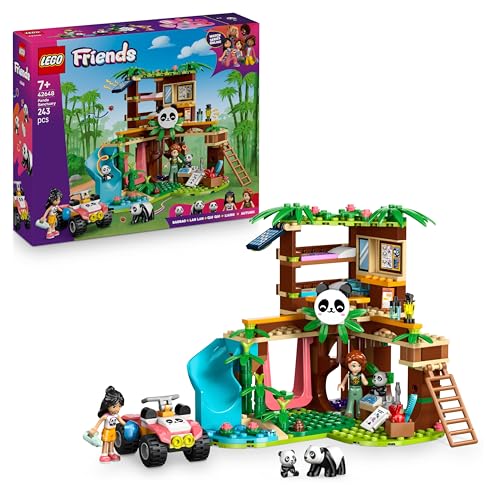 LEGO Friends Panda-Pflegestation - Spielzeug mit Panda Schutzgebiet - Tierspielset mit Baumhaus, Quad, 2 Mini-Puppen und 3 Panda Figuren - Geschenk für Mädchen ab 7 Jahren - 42648
