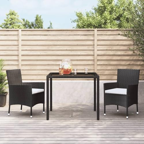 Homgoday Gartenstühle mit Kissen 2 STK. Schwarz Poly Rattan Gartenstuhl Gartenm?Bel Model362519