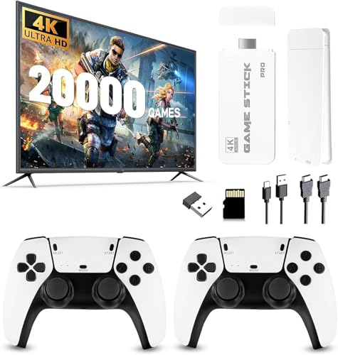 ASTEKID Retro Konsole mit 20.000+ Spielen, Retro Spielkonsole Game Stick, HDMI Plug & Play mit 2 Wireless Controllern, Klassische Videospielkonsole Geschenk für Familie & Freunde (128G)