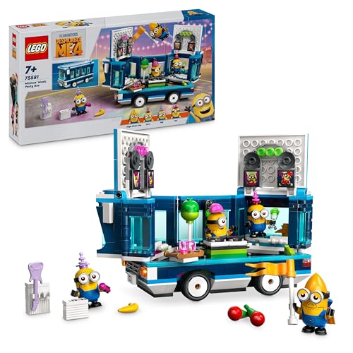 LEGO Despicable Me Minions’ Music Party Bus, Creative Building Toy for 7 Plus Year Old Kids, Boys & Girls, Includes Gus, Mel, Dave and Phil Figures, Creative Birthday Gift Idea 75581